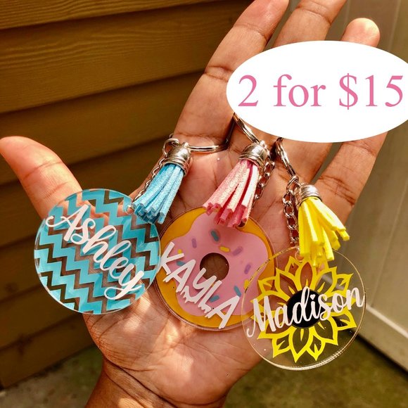 Handmade Accessories - ⭐️2 for $15 ⭐️ Customized Designed Personalized Keychains: Holiday Gift Ideas